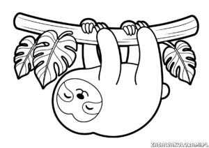 Leniwiec – Kolorowanki Squishmallows do druku. Uśmiechnięty leniwiec z serii Squishmallows.