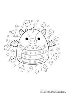 Smok Kolorowanka Squishmallows dla dzieci – kolorowanka ze śmiesznym smokiem z serii Squishmallows