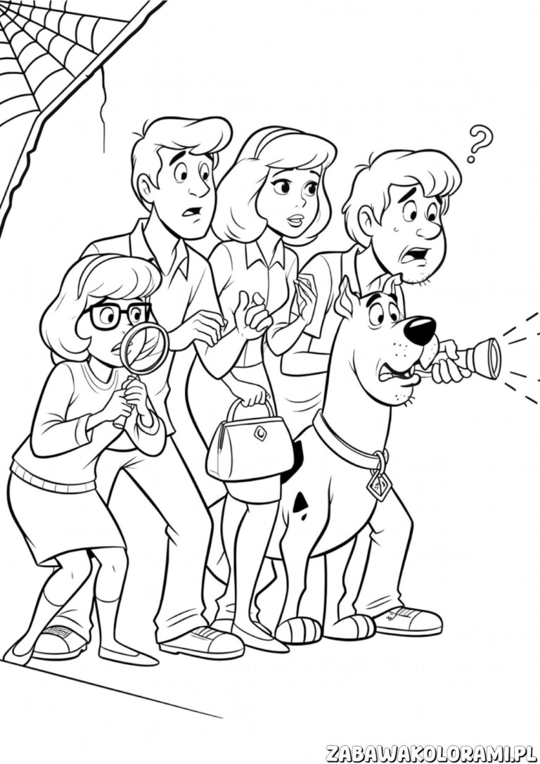 Kolorowanki do druku scooby doo Scooby-Doo i jego drużyna detektywów w zabawnym śledztwie