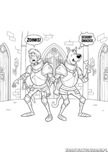 Scooby Doo kolorowanki z Shaggy i Scoobym jako rycerzami w zabytkowym zamku