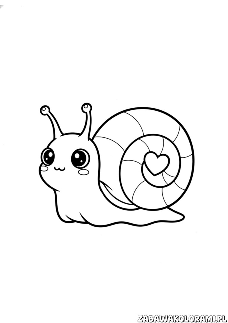 Kolorowanka Kawaii Slimak z motywem slimaka