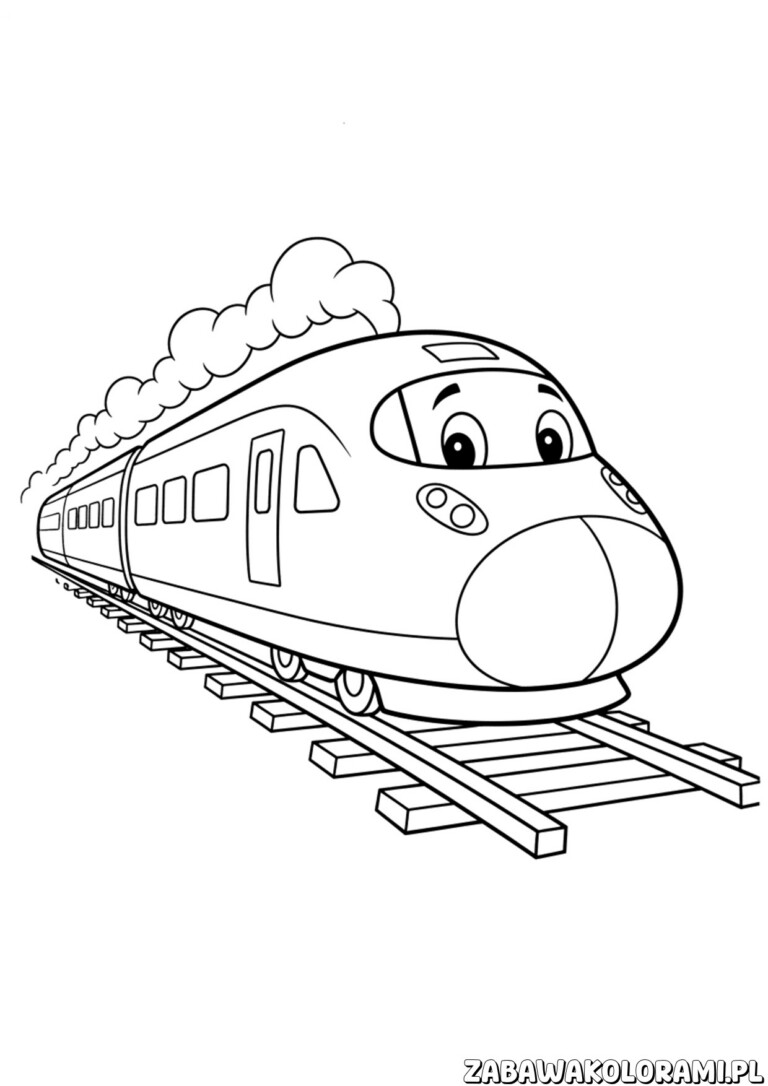 Kolorowanka Pociąg Pendolino – nowoczesny pociąg z charakterystycznym kształtem i wagonami do kolorowania