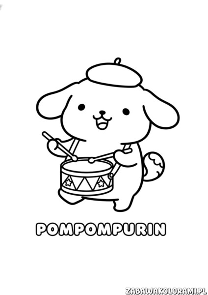 Kolorowanka Pompompurin bawiacy się – uśmiechnięta postać w akcji