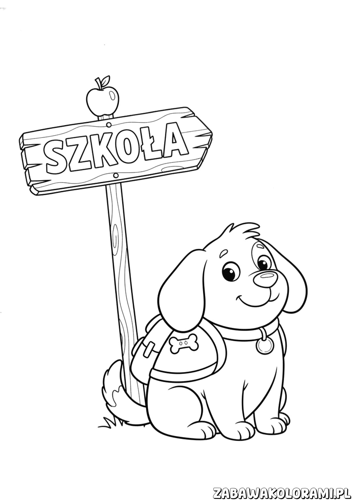 Kolorowanka szkoła piesek z plecakiem droga do szkoły – koloruj z nami!