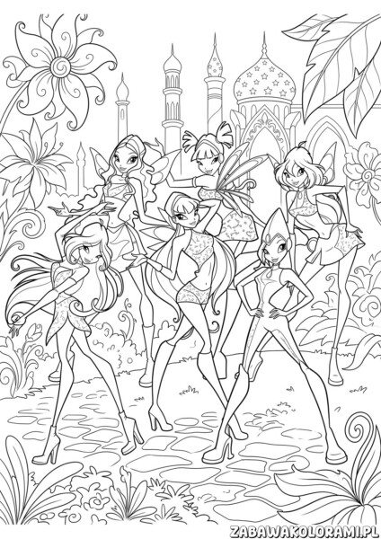 Kolorowanki Winx Klub Wróżki zamek Alfea – czarodziejki i ich magiczne sanktuarium