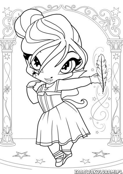 Kolorowanki Winx: Mała wróżka Pixie baletnica w eleganckim stroju do tańca