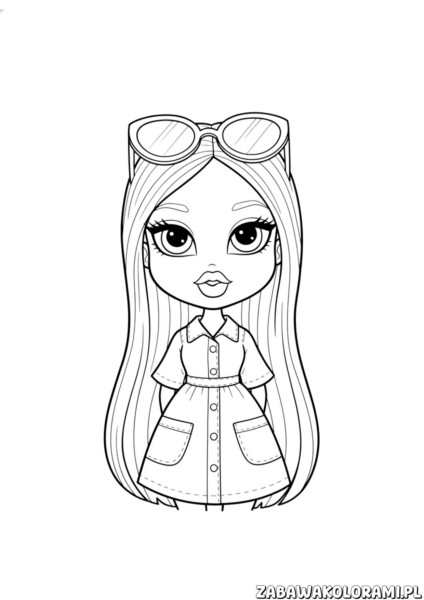 kolorowanki lalka Bratz w okularach – lalka Bratz nosi okulary, gotowa do modowego rysowania