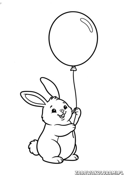 krolik z balonem kolorowanka króliczek trzyma balon