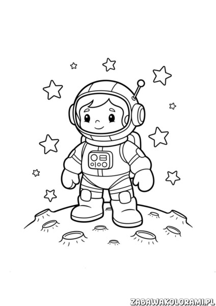 lalka astronautka na ksiezycu kolorowanka – dziewczynka w skafandrze kosmicznym stojąca na księżycu