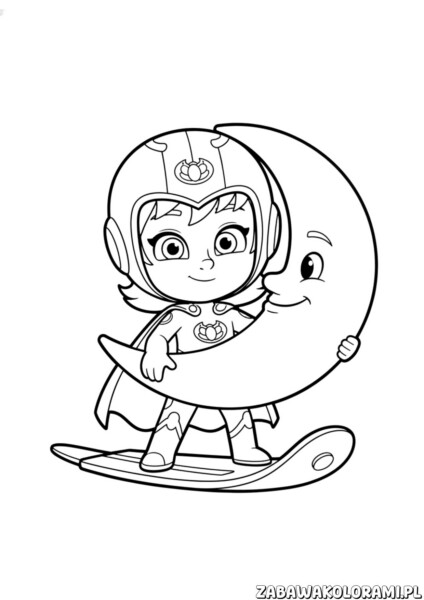 luna girl pidzamersi kolorowanka – Luna w kosmicznej sukience, przyjaciele astronauty i latający robot