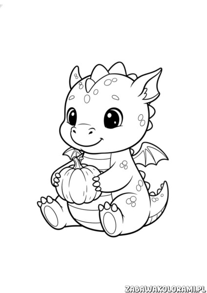 smok halloween kolorowanka przedstawia potwora smoka w halloweenowej czapce, gotowego do zabawy