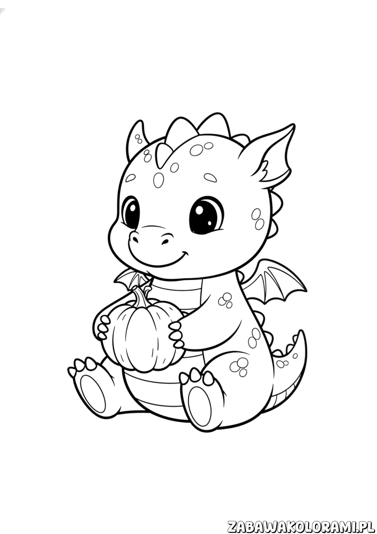 smok halloween kolorowanka przedstawia potwora smoka w halloweenowej czapce, gotowego do zabawy