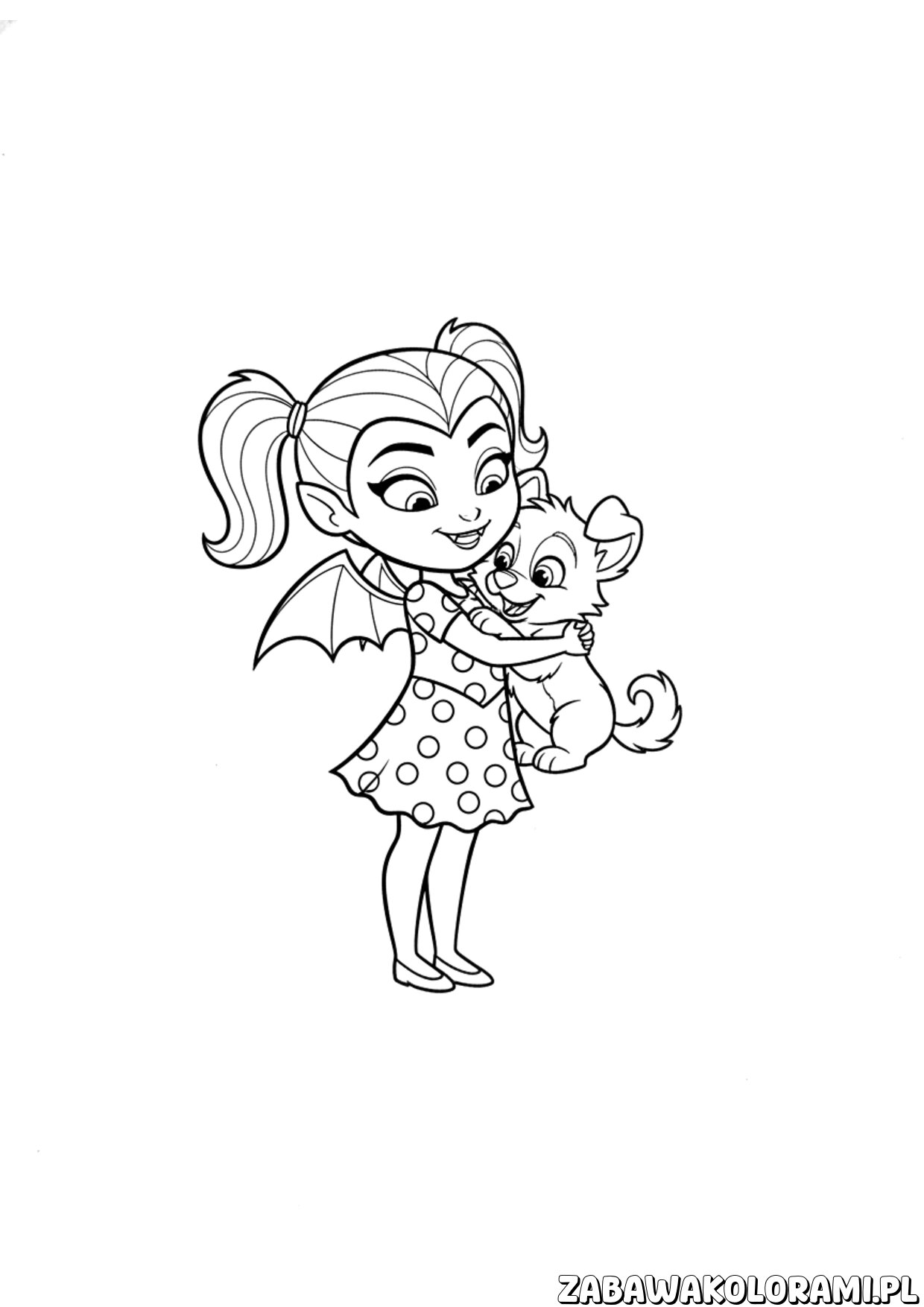 vampirina i piesek wolfie kolorowanka – wampirina z małym pieskiem Wolfie w przyjaznej scenerii