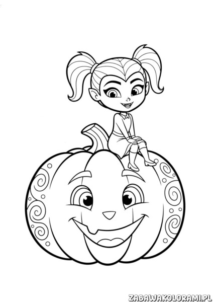 vampirina na dyni kolorowanka – Vampirina trzyma dynię, gotowa na halloweenową przygodę