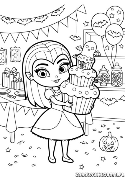 vampirina przyjecie urodzinowe kolorowanka – Vampirina i przyjaciele świętują urodziny przy torcie