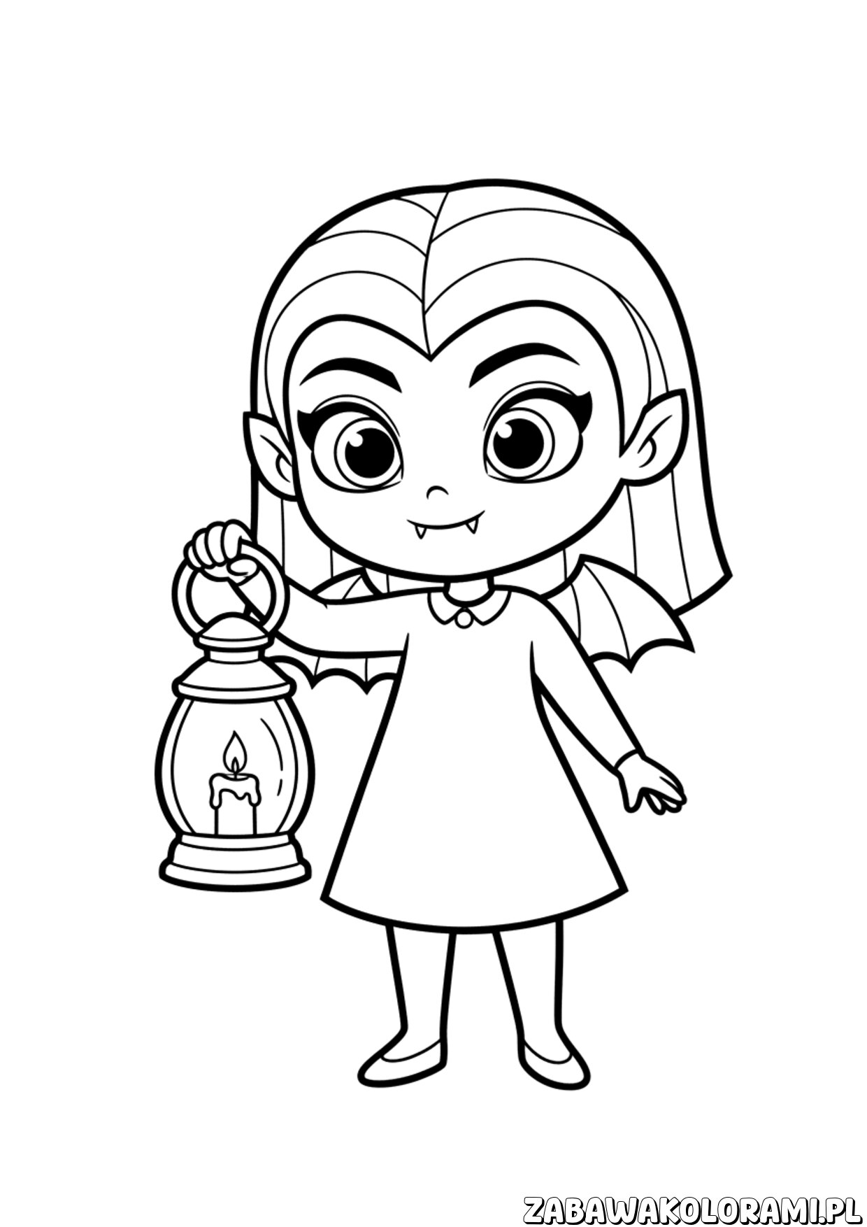 vampirina z latarnia kolorowanka: Vampirina trzyma latarnię, gotowa na nocną przygodę